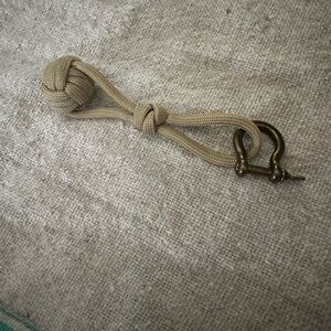 FREE WITH PURCHASE! Tan paracord monkeys fist nautical keychain w brass shackle